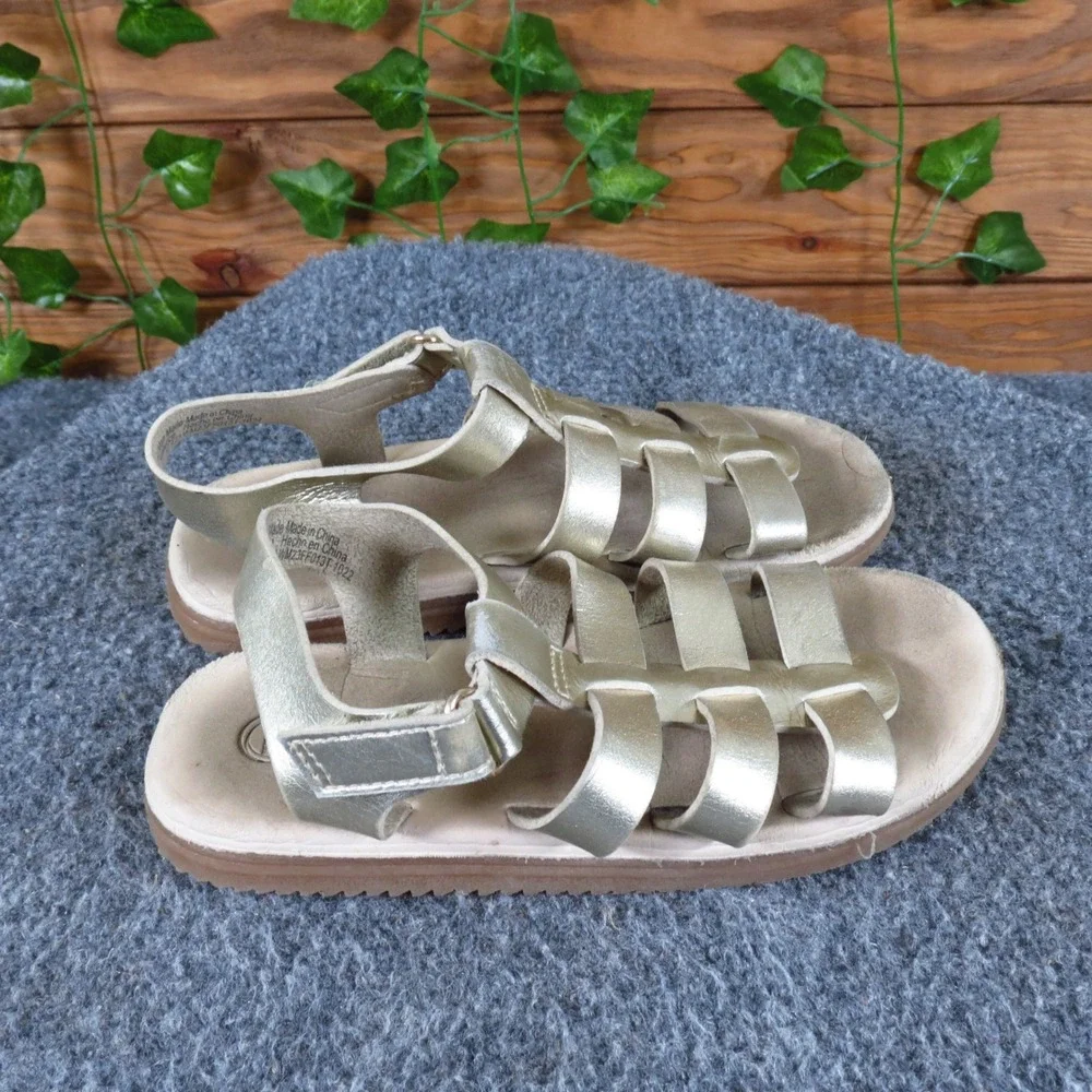 Wonder Nation Fisherman Toddler Girls Sandal Size 11C Casual Gold‎ Metallic